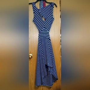 Maxi open back strip dress